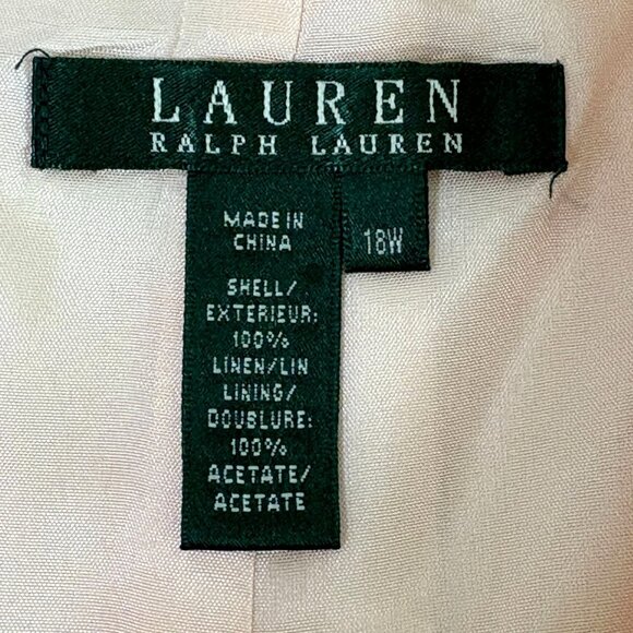 Lauren Ralph Lauren Midi A-Line Skirt Size 18W Pink Lined Side Zip 100% Linen - Picture 7 of 12